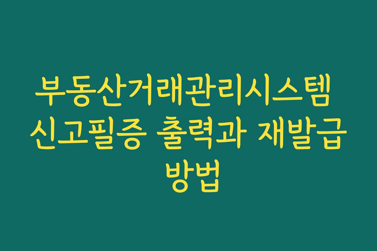 부동산거래관리시스템 신고필증 출력과 재발급 방법