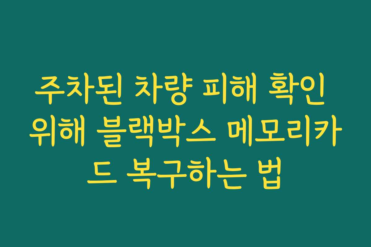 주차된 차량 피해 확인 위해 블랙박스 메모리카드 복구하는 법