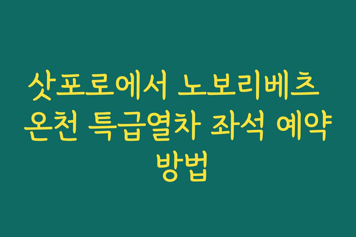 삿포로에서 노보리베츠 온천 특급열차 좌석 예약 방법