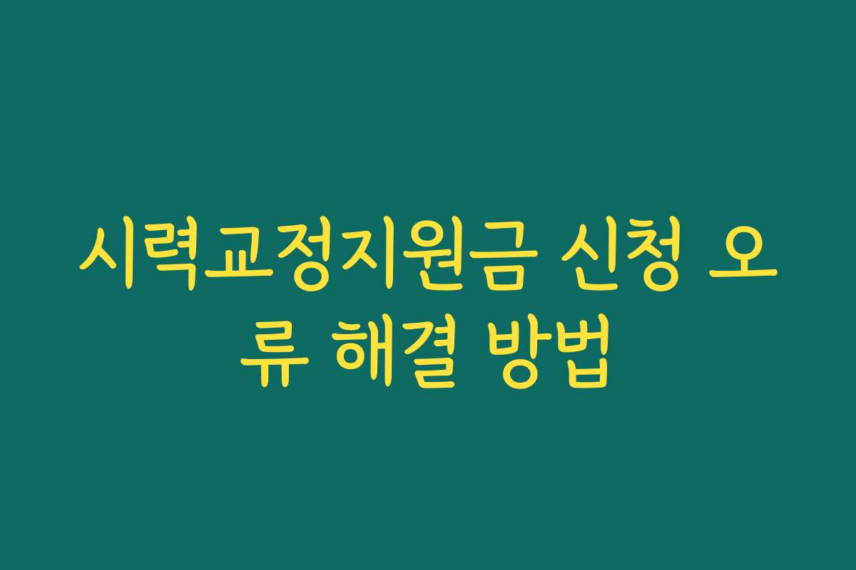 시력교정지원금 신청 오류 해결 방법