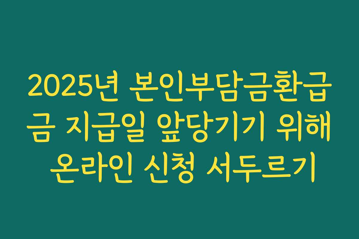 2025년 본인부담금환급금 지급일 앞당기기 위해 온라인 신청 서두르기