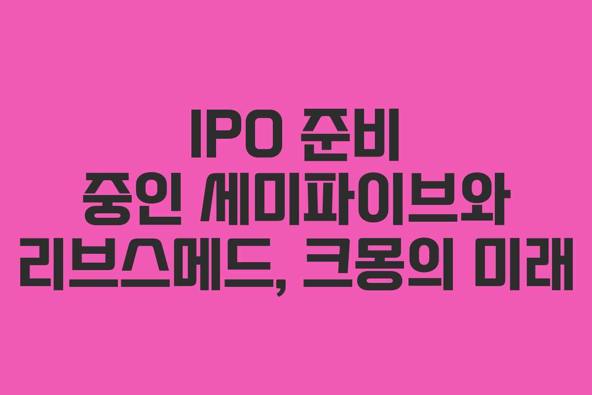 IPO 준비 중인 세미파이브와 리브스메드, 크몽의 미래
