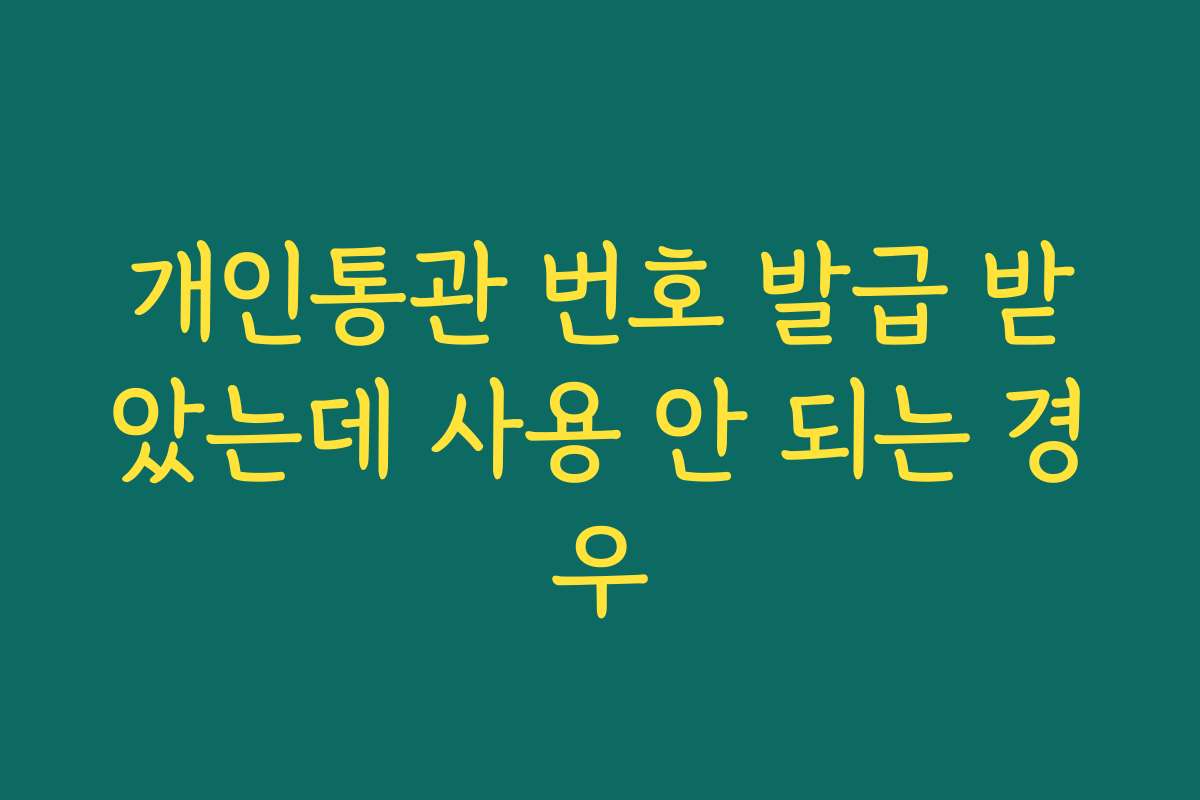 개인통관 번호 발급 받았는데 사용 안 되는 경우