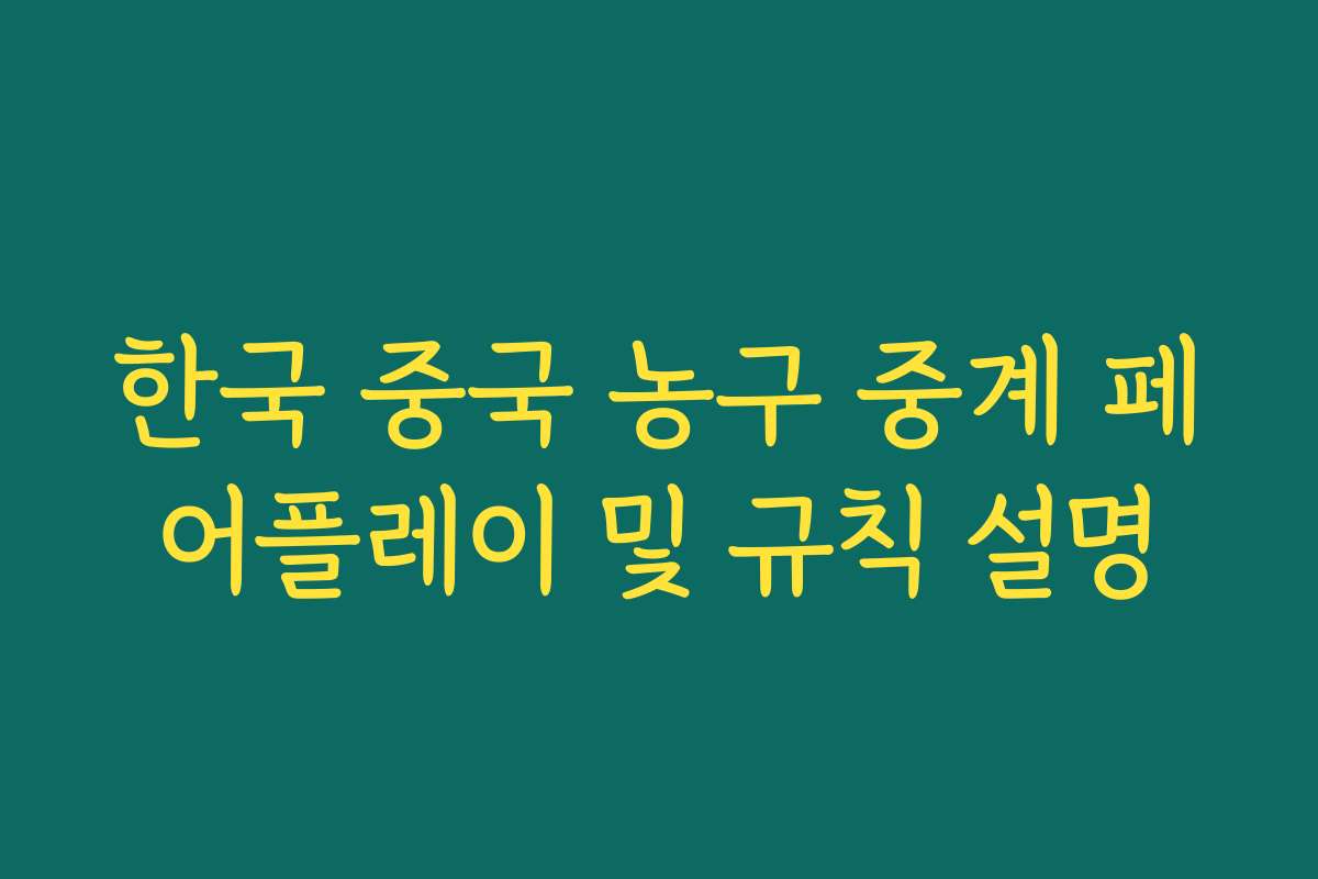 한국 중국 농구 중계 페어플레이 및 규칙 설명
