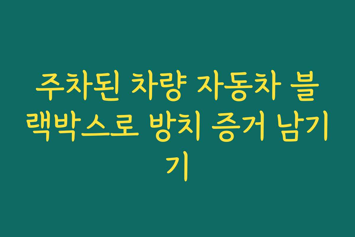 주차된 차량 자동차 블랙박스로 방치 증거 남기기