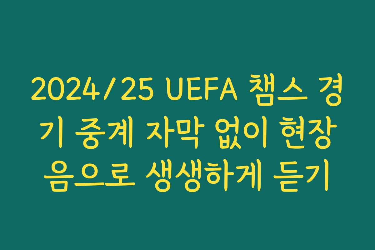 2024/25 UEFA 챔스 경기 중계 자막 없이 현장음으로 생생하게 듣기
