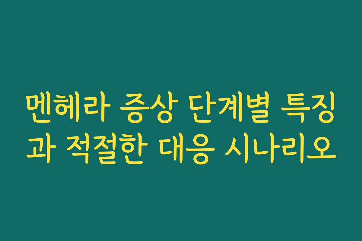 멘헤라 증상 단계별 특징과 적절한 대응 시나리오