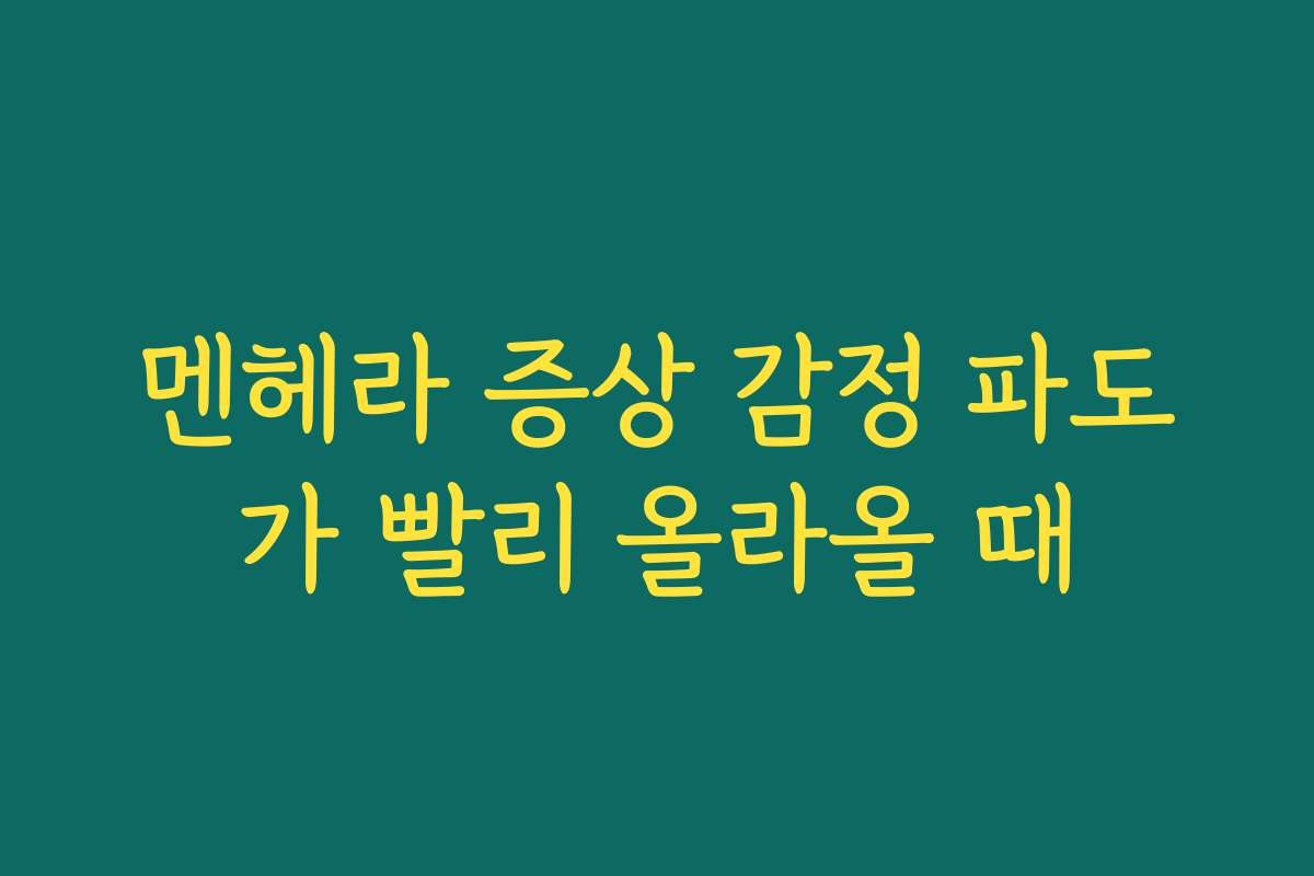 멘헤라 증상 감정 파도가 빨리 올라올 때