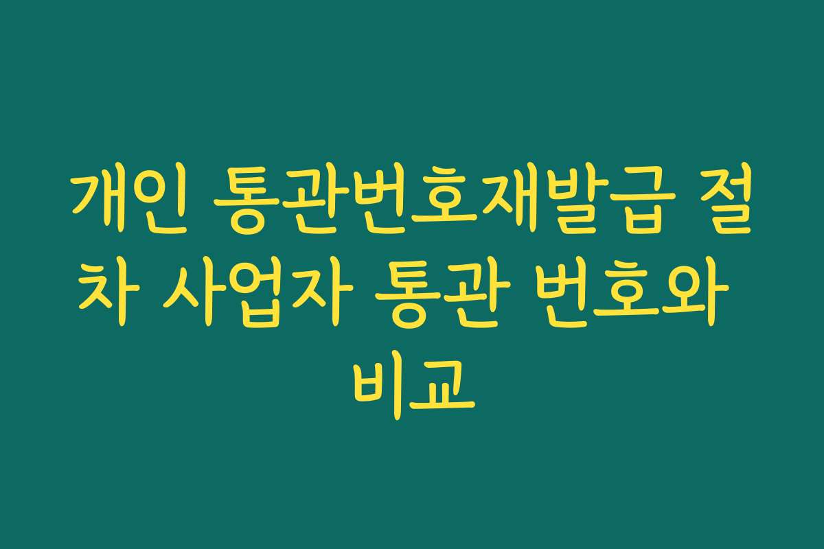 개인 통관번호재발급 절차 사업자 통관 번호와 비교