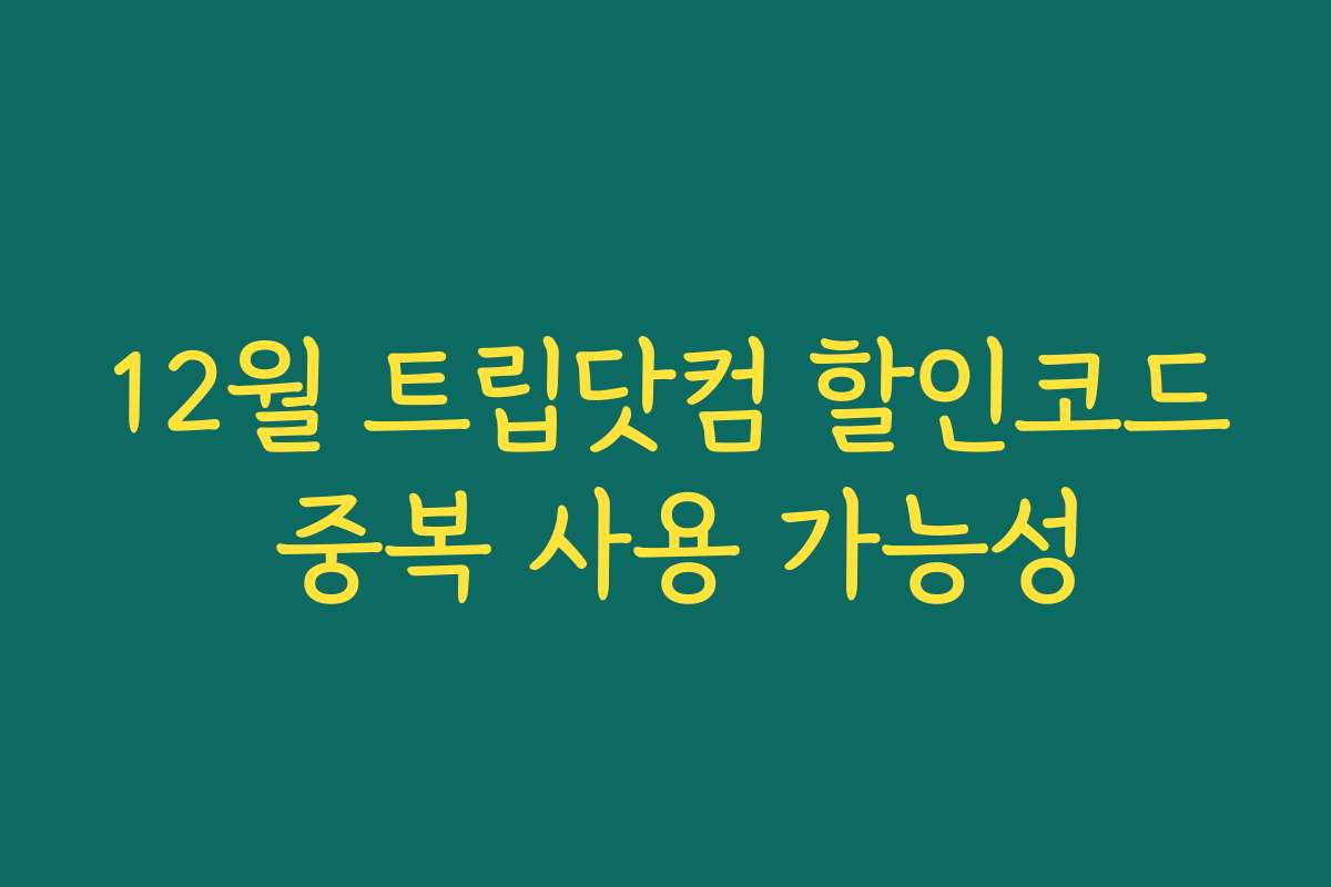 12월 트립닷컴 할인코드 중복 사용 가능성