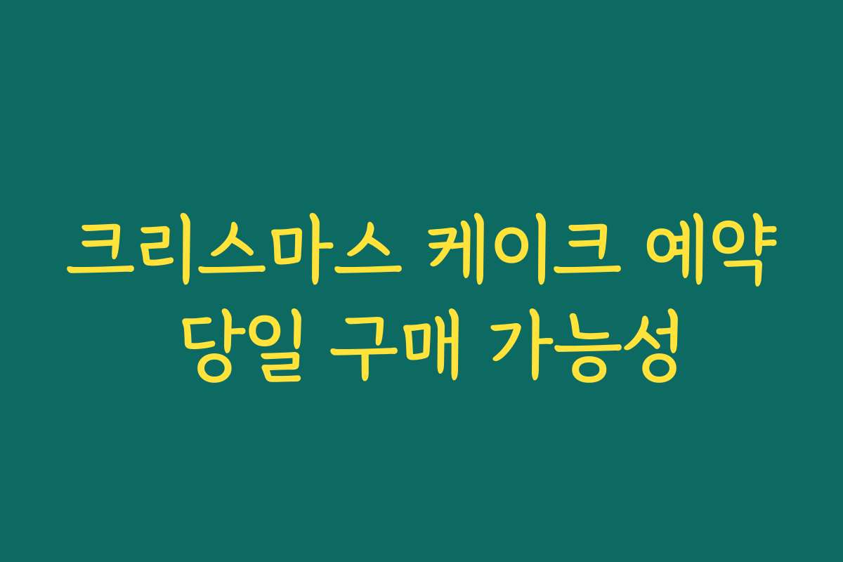 크리스마스 케이크 예약 당일 구매 가능성