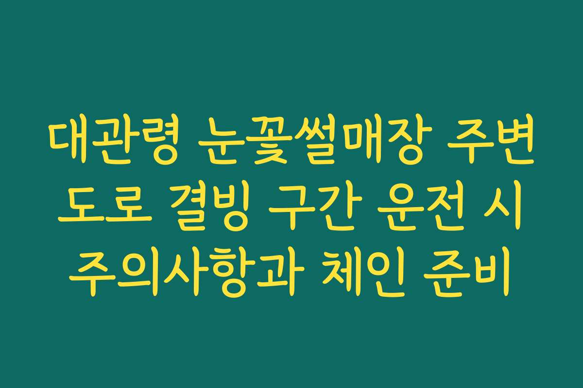 대관령 눈꽃썰매장 주변 도로 결빙 구간 운전 시 주의사항과 체인 준비
