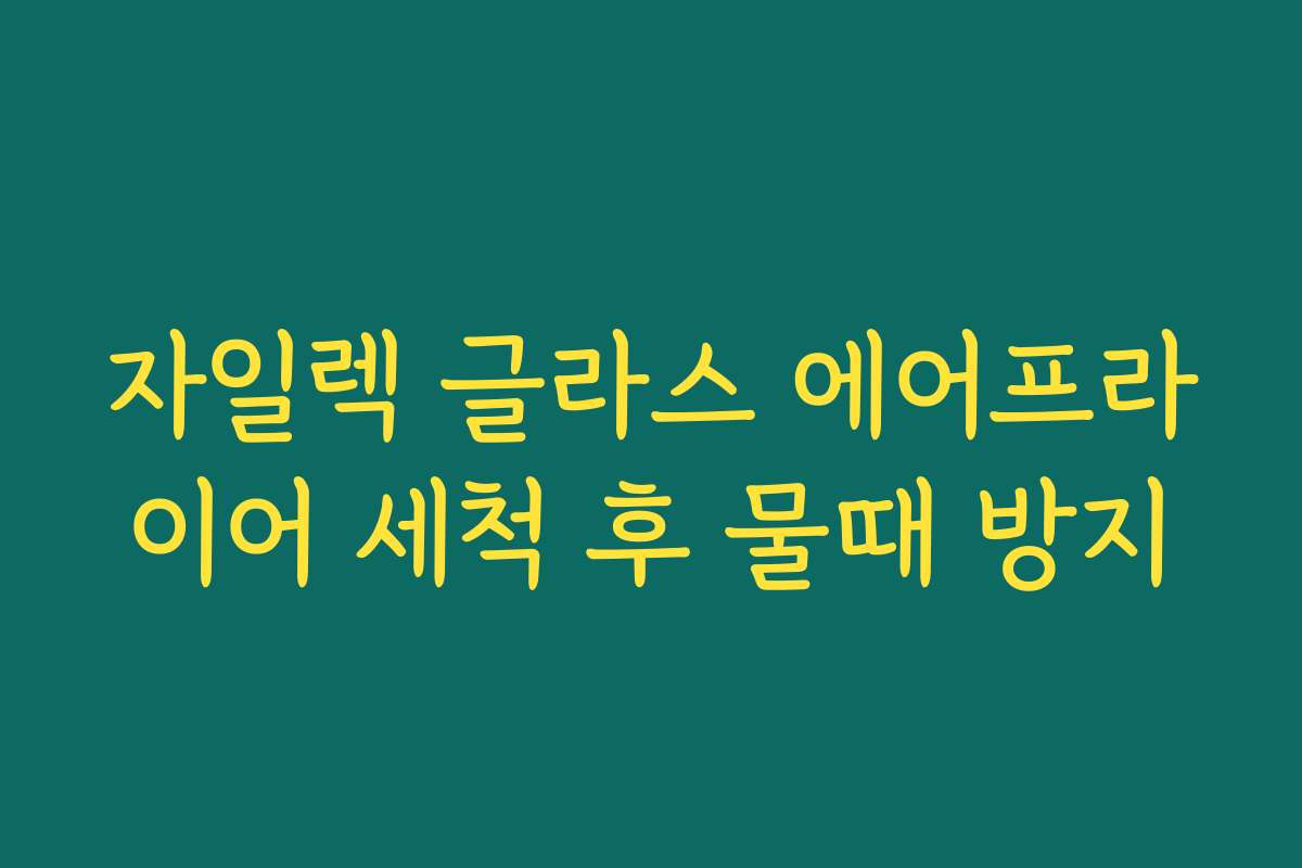 자일렉 글라스 에어프라이어 세척 후 물때 방지