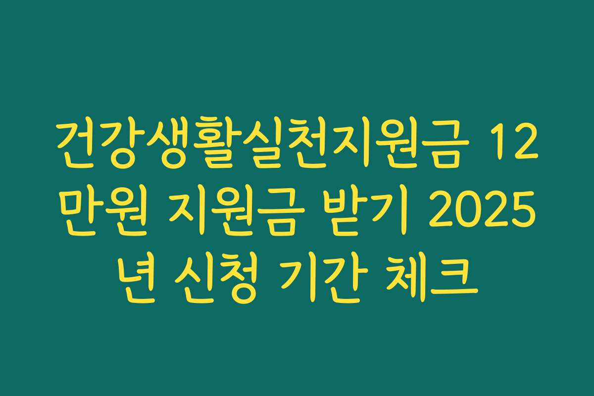 건강생활실천지원금 12만원 지원금 받기 2025년 신청 기간 체크