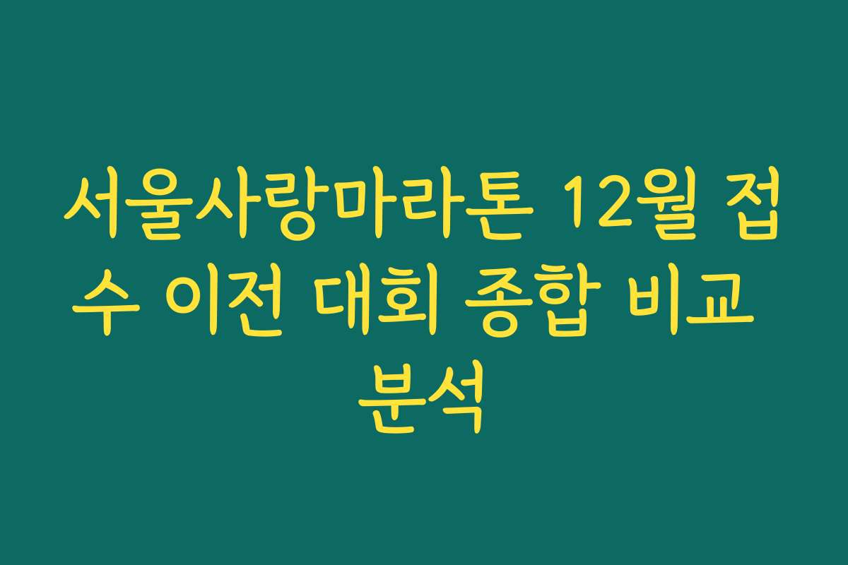 서울사랑마라톤 12월 접수 이전 대회 종합 비교 분석