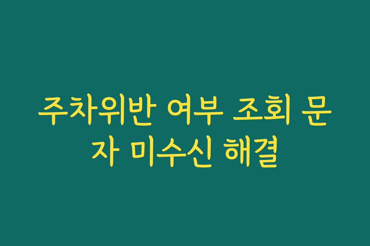 주차위반 여부 조회 문자 미수신 해결