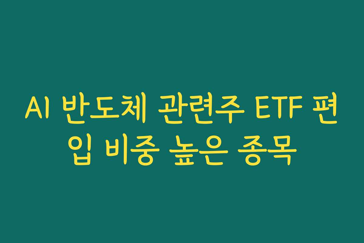 AI 반도체 관련주 ETF 편입 비중 높은 종목