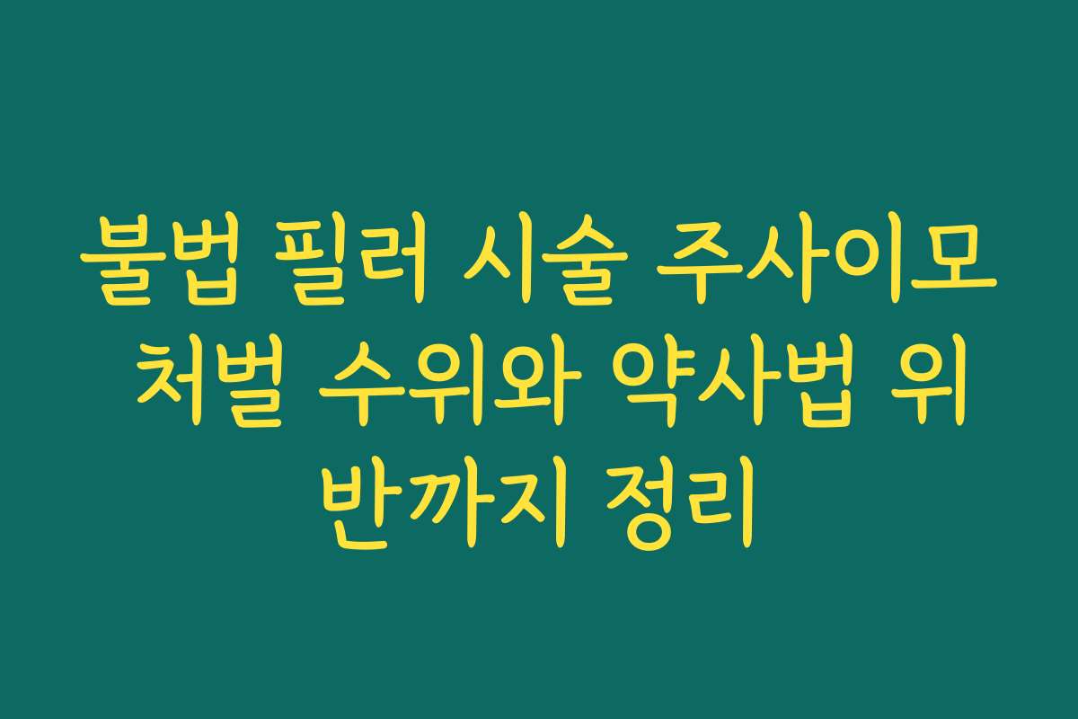 불법 필러 시술 주사이모 처벌 수위와 약사법 위반까지 정리