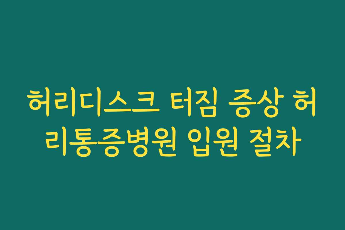 허리디스크 터짐 증상 허리통증병원 입원 절차