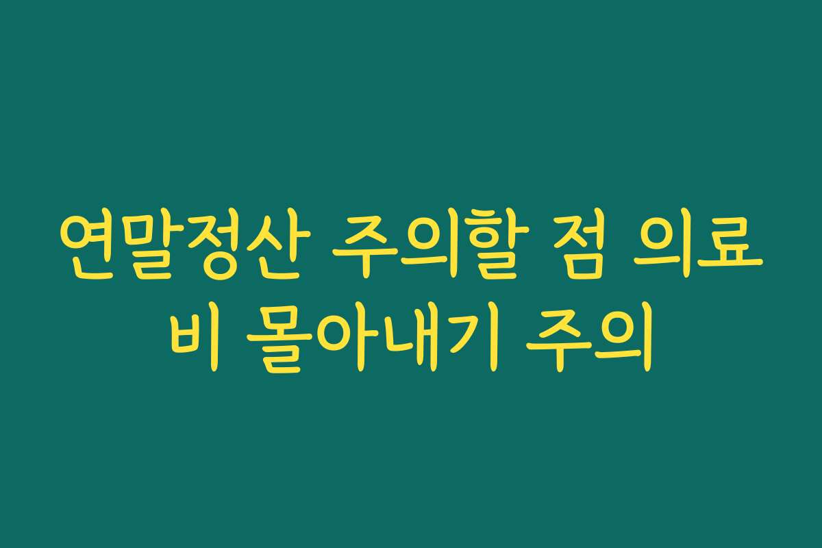 연말정산 주의할 점 의료비 몰아내기 주의