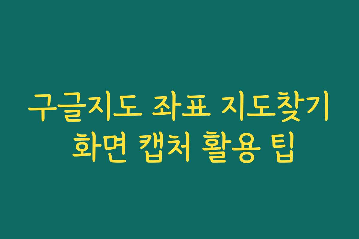 구글지도 좌표 지도찾기 화면 캡처 활용 팁