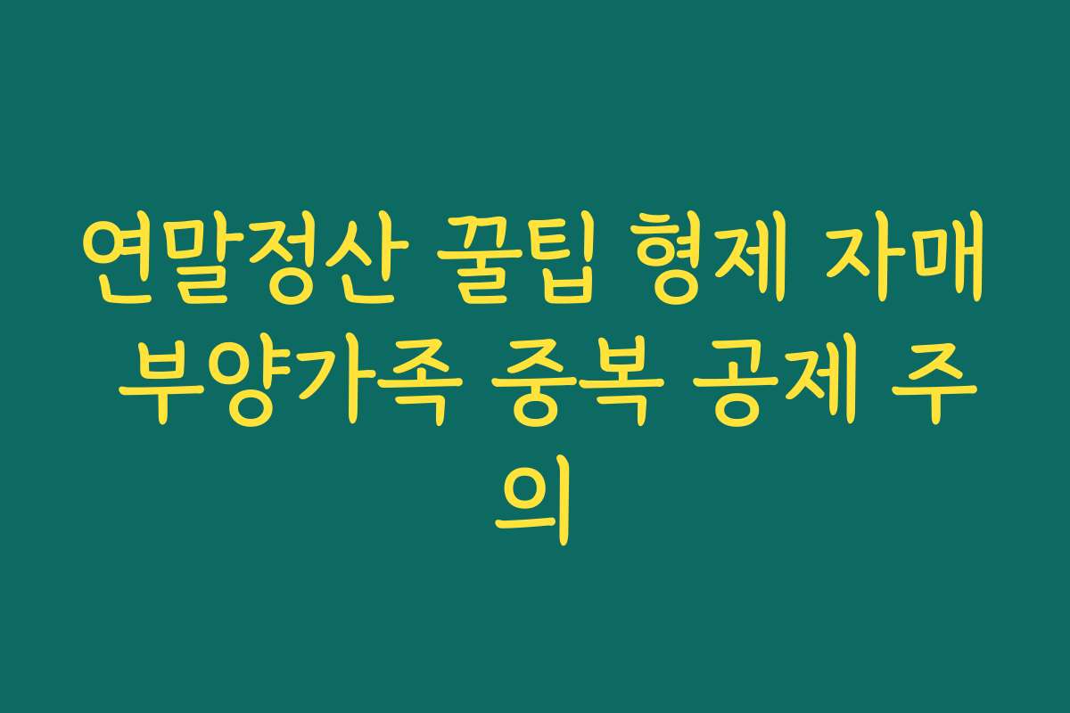 연말정산 꿀팁 형제 자매 부양가족 중복 공제 주의