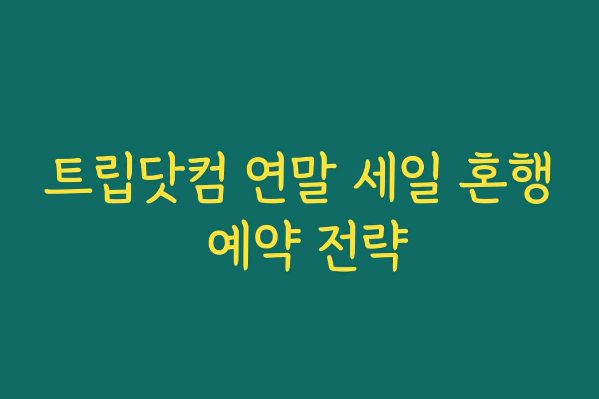 트립닷컴 연말 세일 혼행 예약 전략