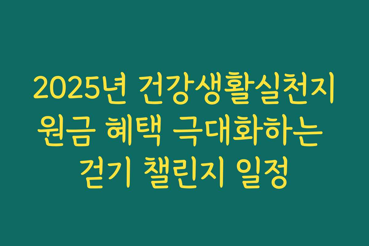 2025년 건강생활실천지원금 혜택 극대화하는 걷기 챌린지 일정