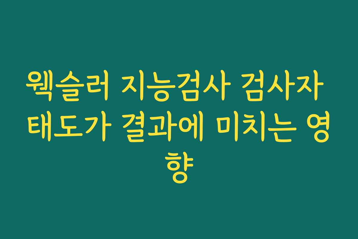 웩슬러 지능검사 검사자 태도가 결과에 미치는 영향