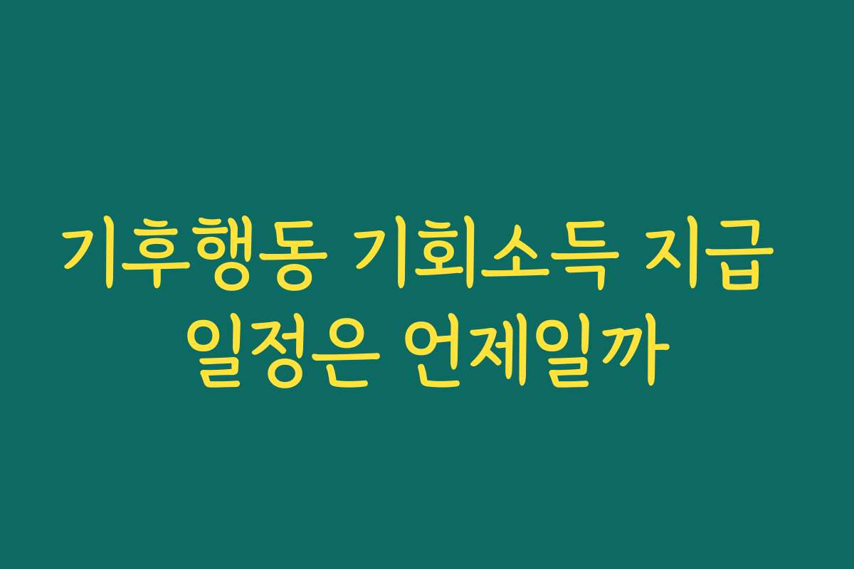 기후행동 기회소득 지급 일정은 언제일까