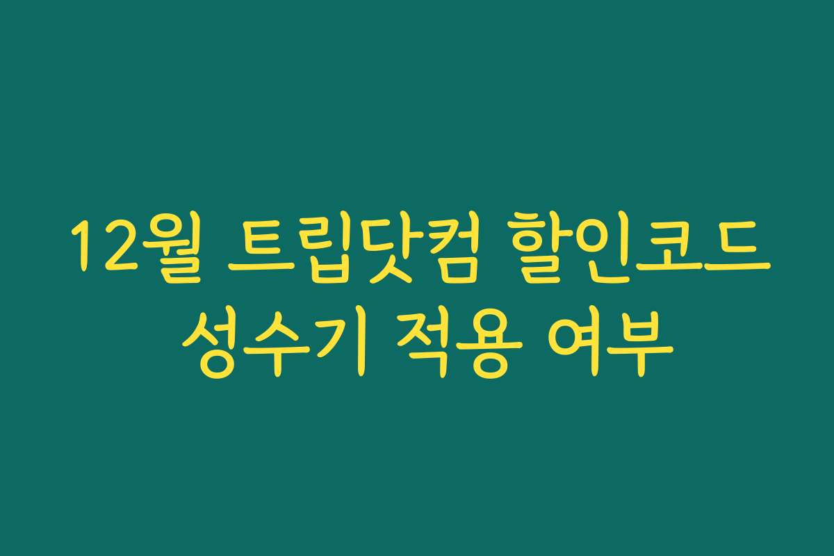 12월 트립닷컴 할인코드 성수기 적용 여부