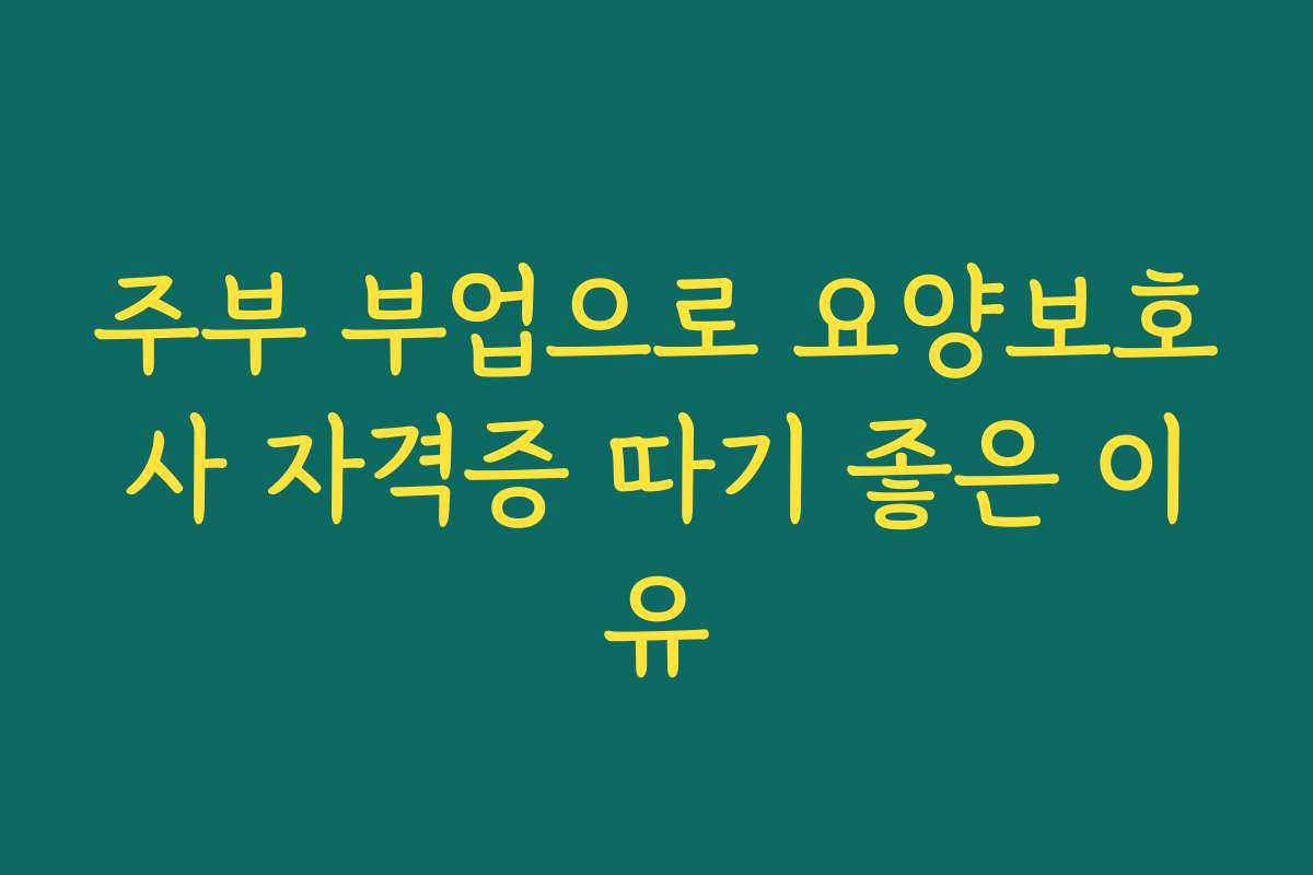 주부 부업으로 요양보호사 자격증 따기 좋은 이유