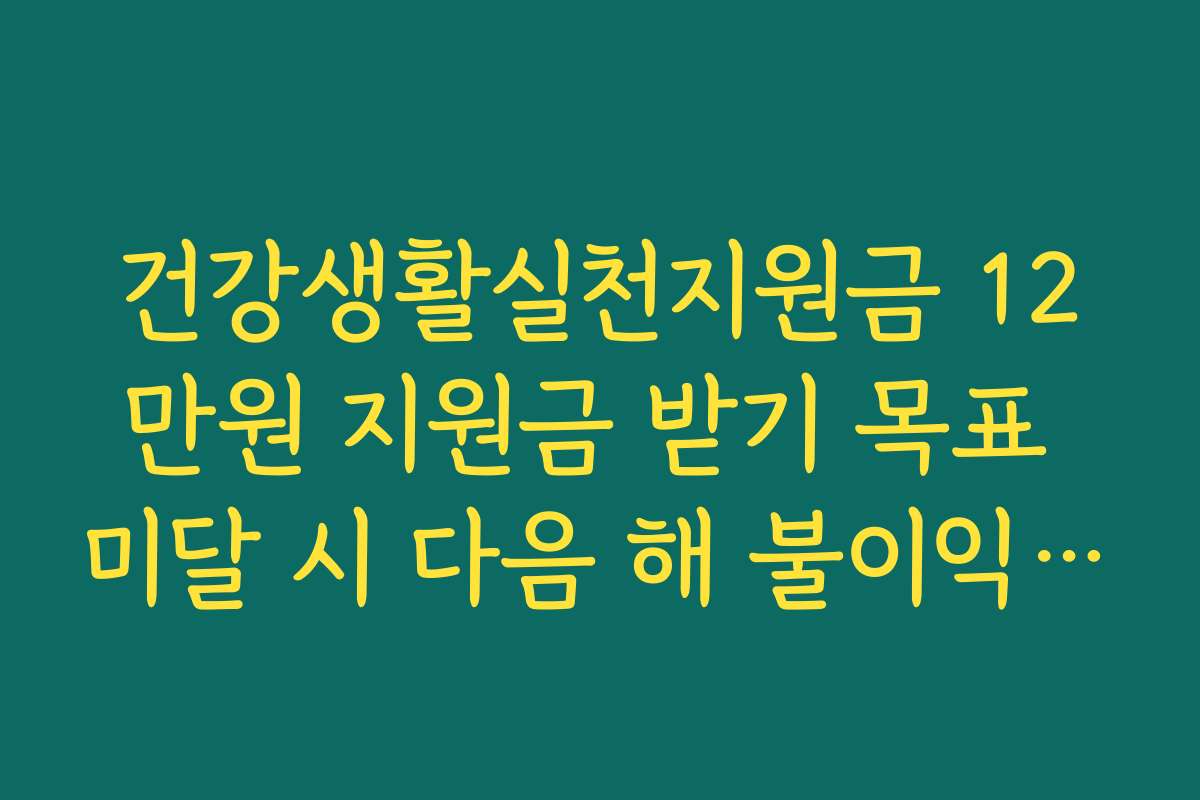 건강생활실천지원금 12만원 지원금 받기 목표 미달 시 다음 해 불이익 여부