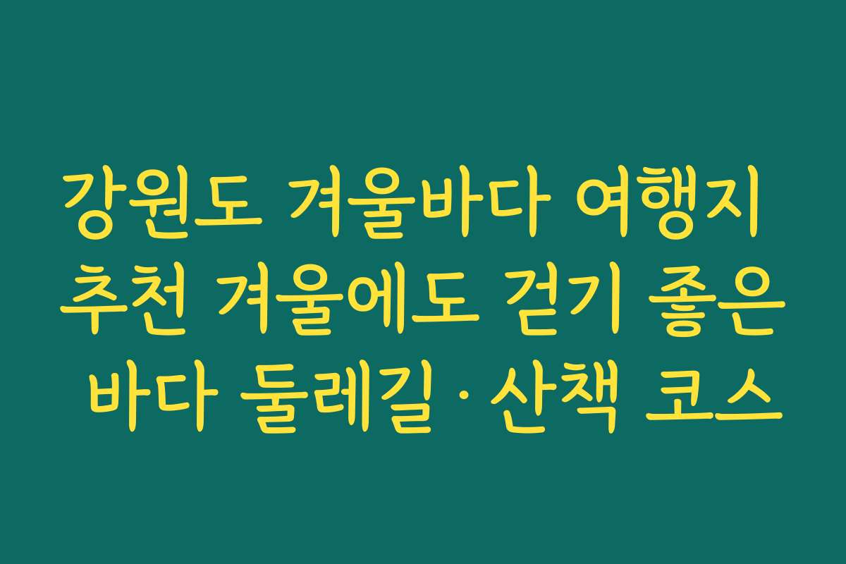 강원도 겨울바다 여행지 추천 겨울에도 걷기 좋은 바다 둘레길·산책 코스