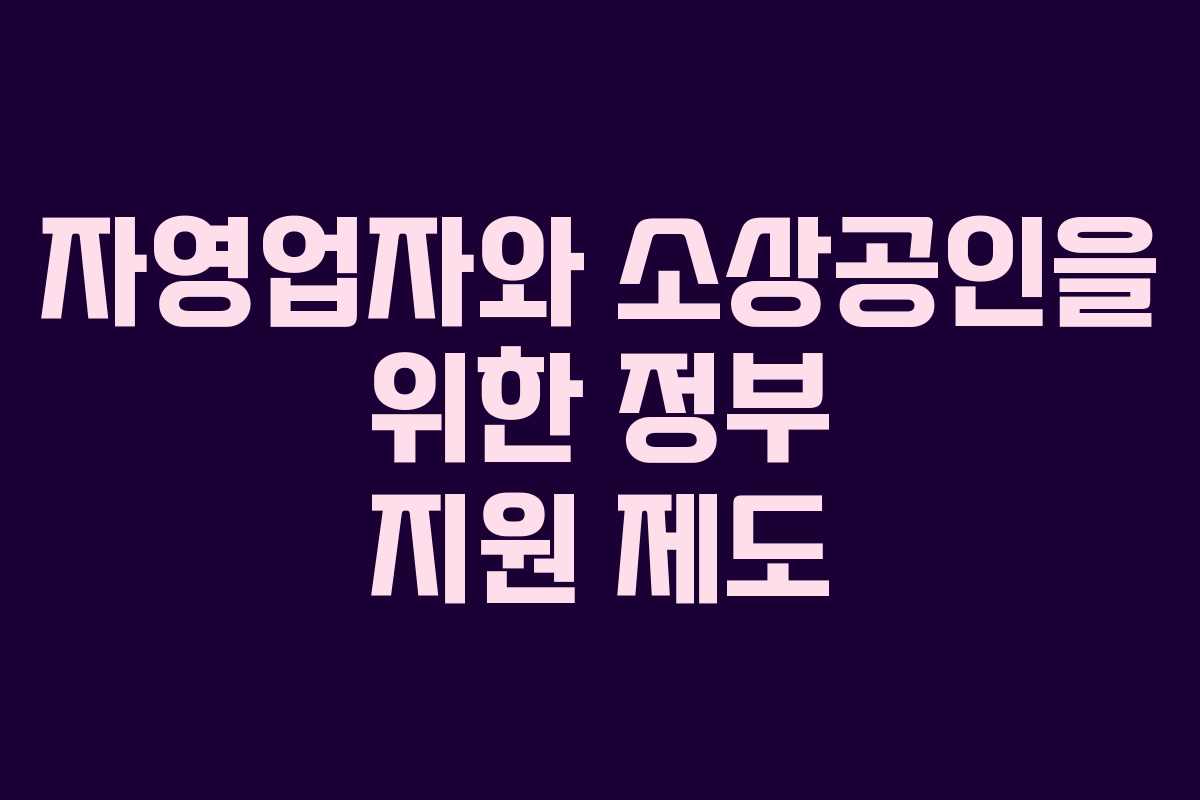자영업자와 소상공인을 위한 정부 지원 제도