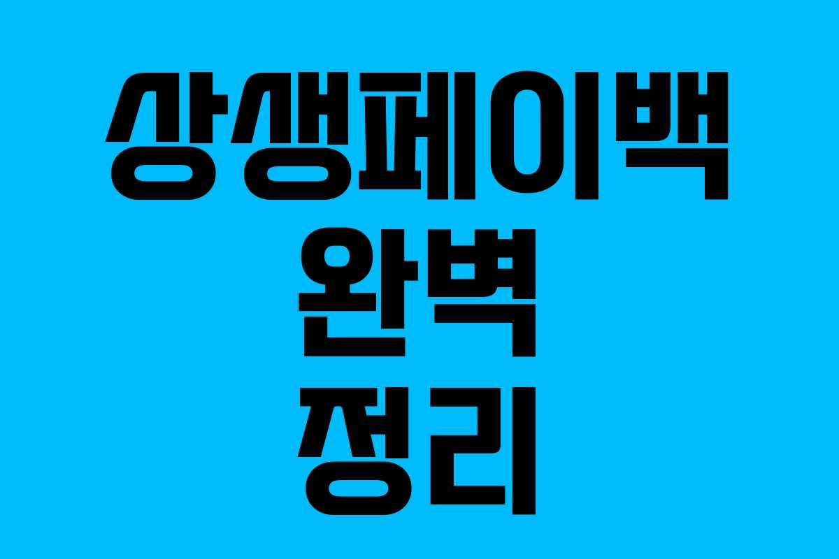 상생페이백 완벽 정리