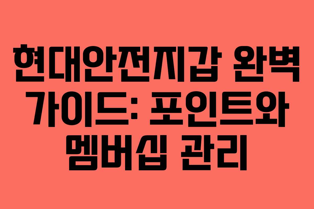 현대안전지갑 완벽 가이드: 포인트와 멤버십 관리