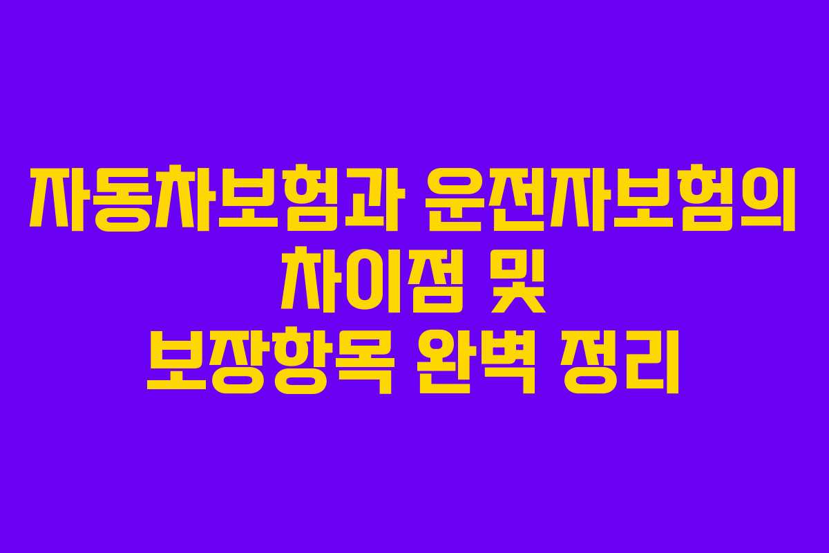 자동차보험과 운전자보험의 차이점 및 보장항목 완벽 정리