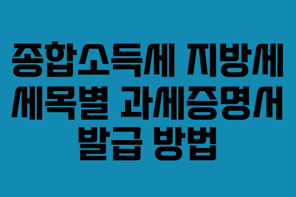 종합소득세 지방세 세목별 과세증명서 발급 방법
