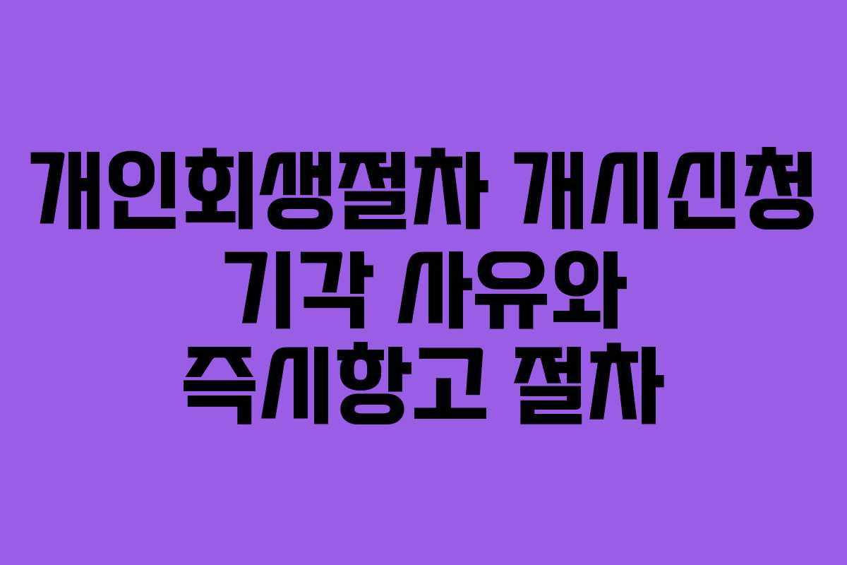 개인회생절차 개시신청 기각 사유와 즉시항고 절차