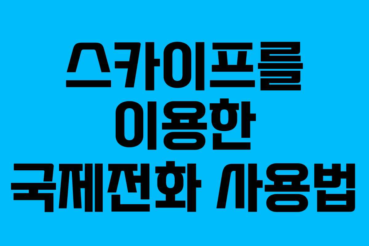스카이프를 이용한 국제전화 사용법