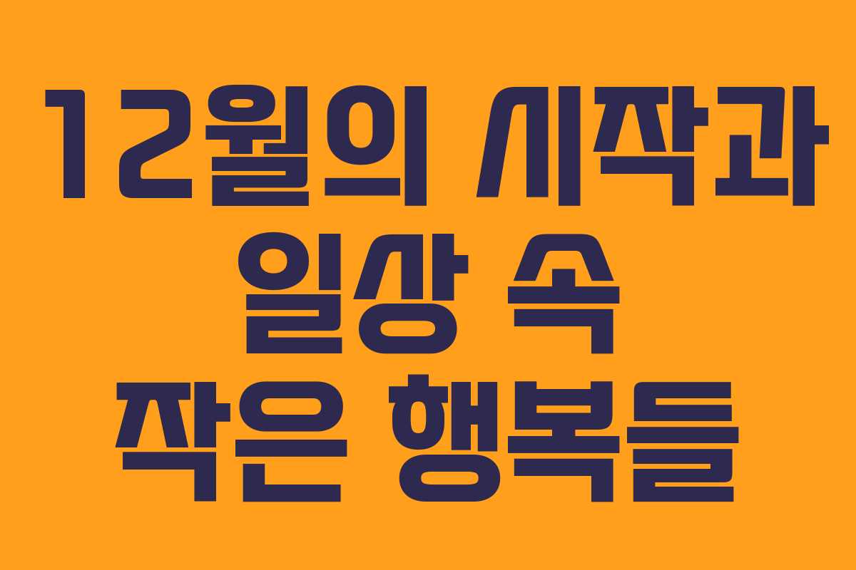 12월의 시작과 일상 속 작은 행복들