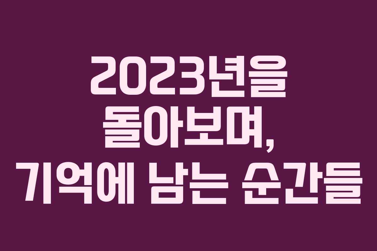 2023년을 돌아보며, 기억에 남는 순간들