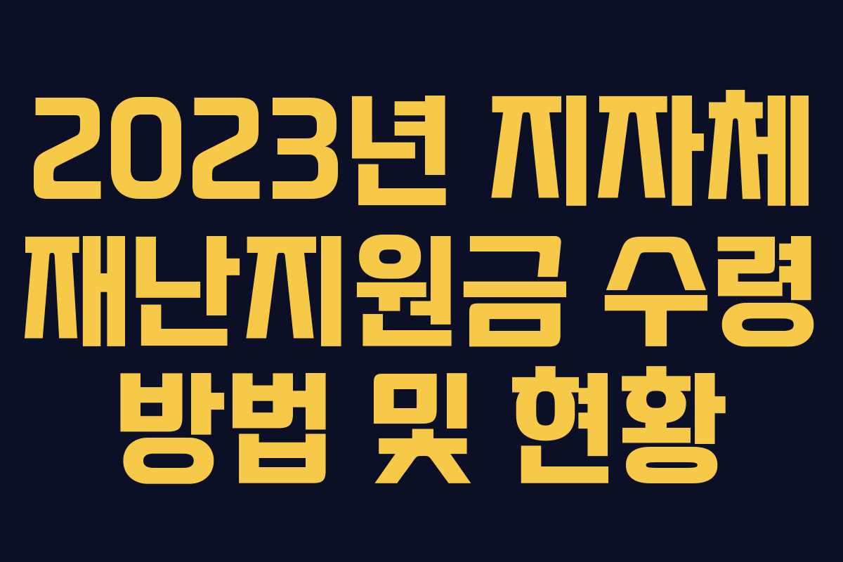 2023년 지자체 재난지원금 수령 방법 및 현황