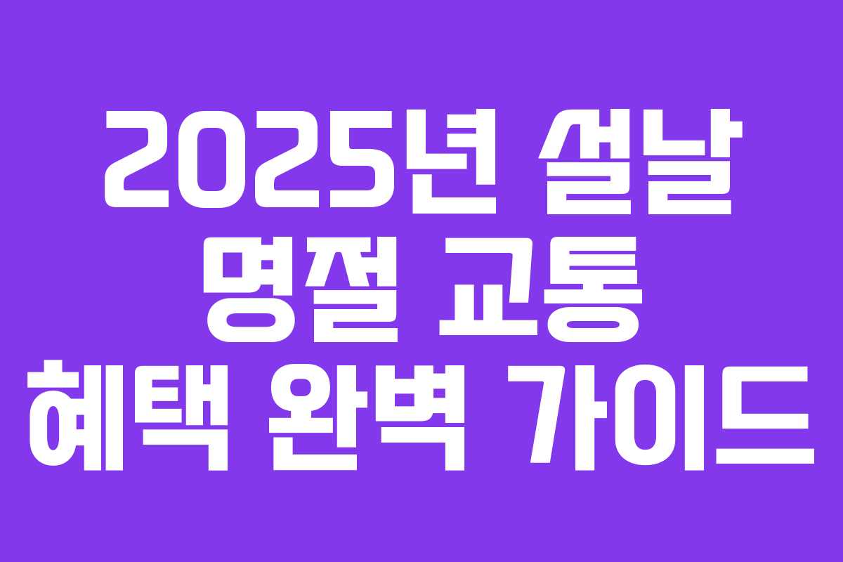 2025년 설날 명절 교통 혜택 완벽 가이드