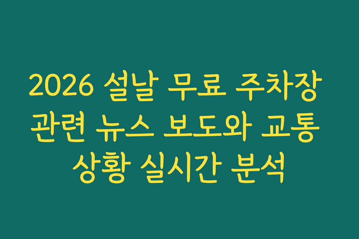 2026 설날 무료 주차장 관련 뉴스 보도와 교통 상황 실시간 분석