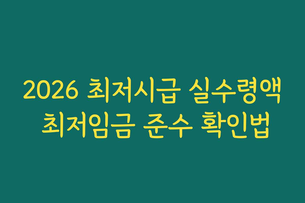 2026 최저시급 실수령액 최저임금 준수 확인법