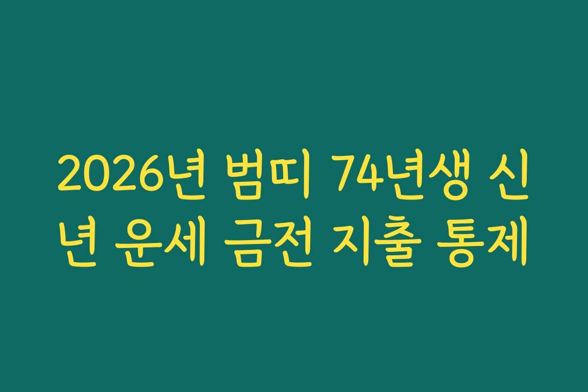 2026년 범띠 74년생 신년 운세 금전 지출 통제