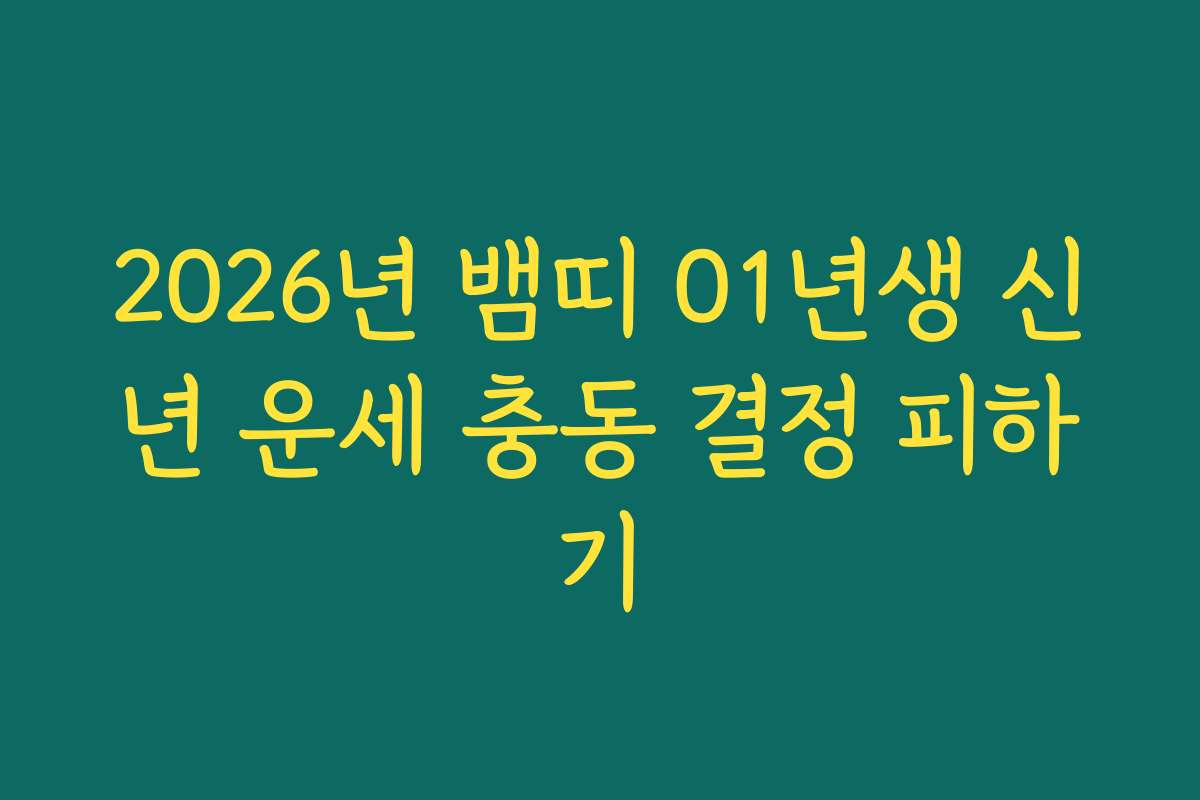 2026년 뱀띠 01년생 신년 운세 충동 결정 피하기