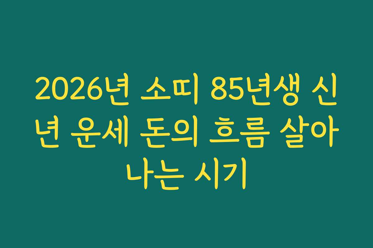 2026년 소띠 85년생 신년 운세 돈의 흐름 살아나는 시기